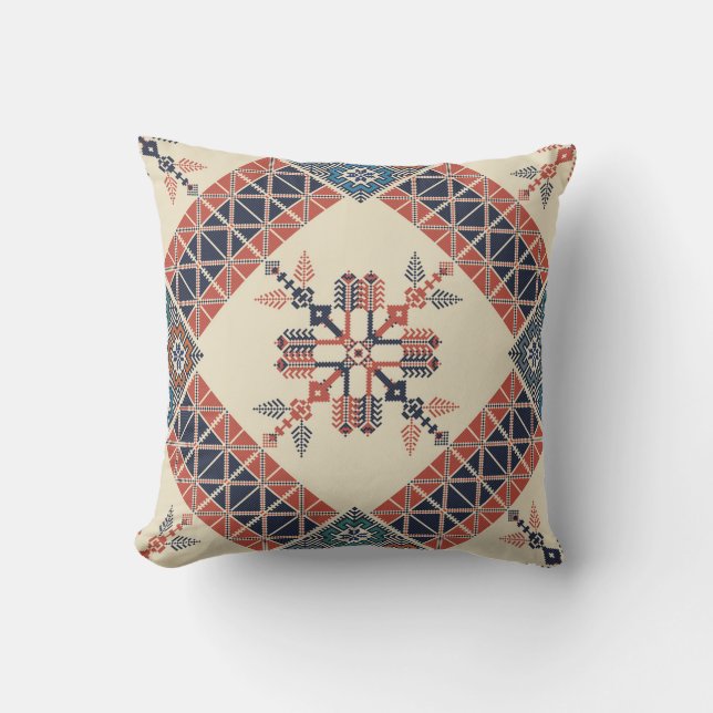 Palestinian embroidery pattern throw pillow (Front)