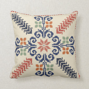 Palestinian embroidery pattern throw pillow