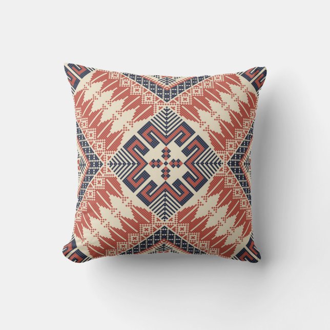 Palestinian embroidery pattern throw pillow (Front)