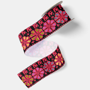 Palestinian Embroidery Tatreez printed Design 2 Satin Ribbon