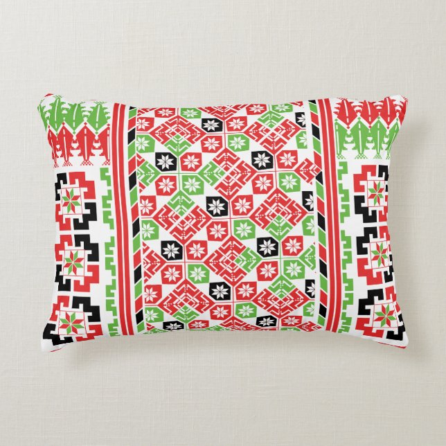 Palestinian Embroidery Tatreez printed design Accent Pillow (Front)