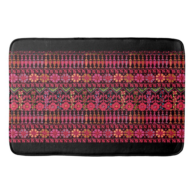 Palestinian Embroidery Tatreez printed Design Bath Mat (Front)