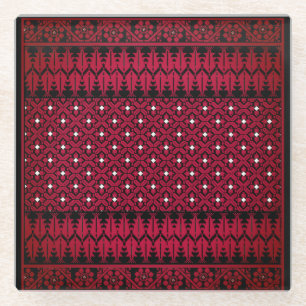 Palestinian Embroidery Tatreez printed Design Glass Coaster