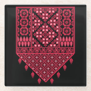 Palestinian Embroidery Tatreez printed design Glass Coaster