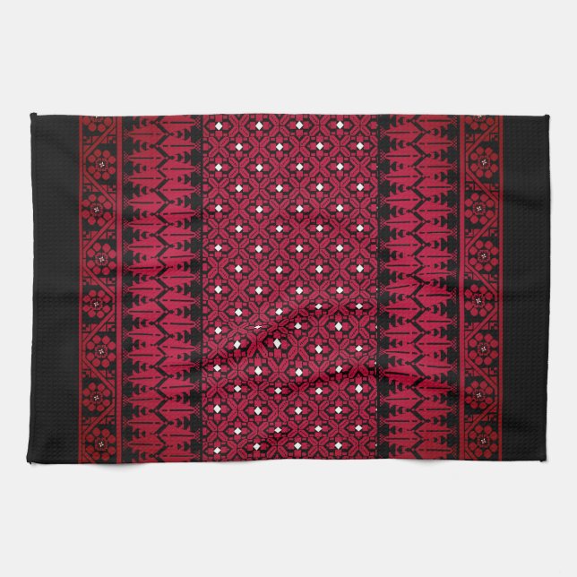 Palestinian Embroidery Tatreez printed design  Kitchen Towel (Horizontal)