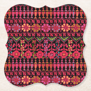 Palestinian Embroidery Tatreez printed Design Paper Coaster