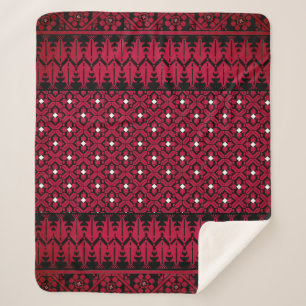 Palestinian Embroidery Tatreez printed design Sherpa Blanket