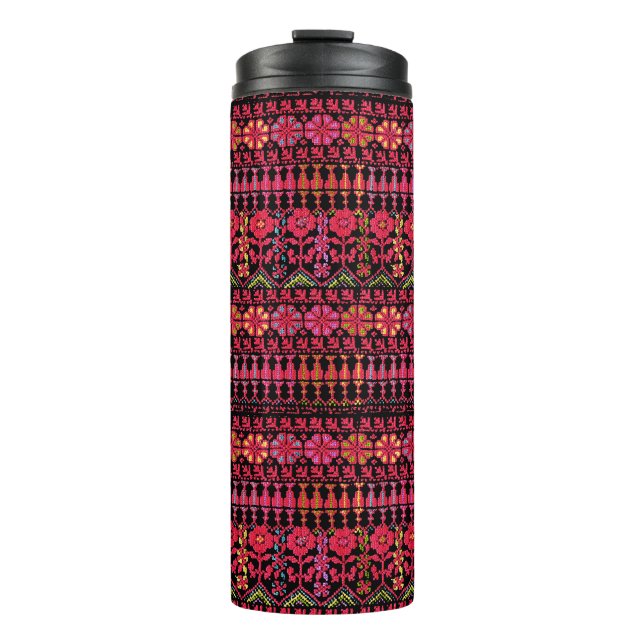 Palestinian Embroidery Tatreez printed Design Thermal Tumbler (Front)