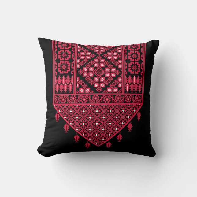 Palestinian Embroidery Tatreez printed design Throw Pillow (Front)