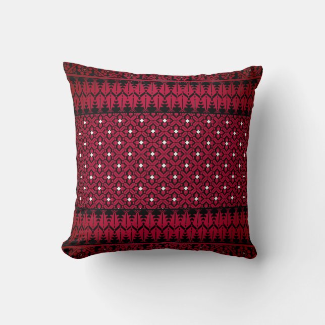 Palestinian Embroidery Tatreez printed design  Throw Pillow (Front)