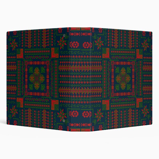 Palestinian Embroidery Tatreez red green 5 Pattern Binder (Background)
