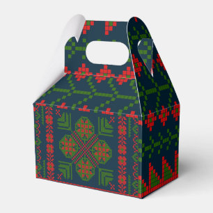 Palestinian Embroidery Tatreez red green 5 Pattern Favor Box