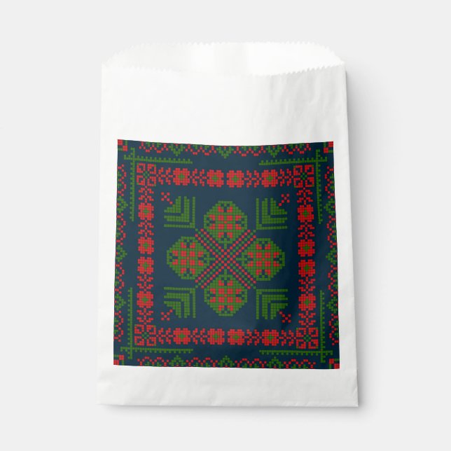 Palestinian Embroidery Tatreez red green 5 Pattern Favour Bag (Front)