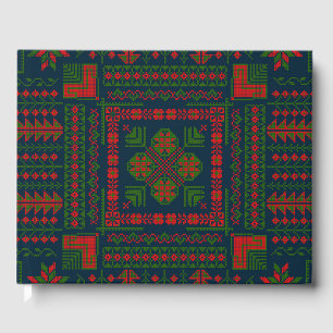 Palestinian Embroidery Tatreez red green 5 Pattern Guest Book