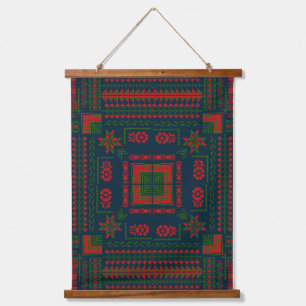 Palestinian Embroidery Tatreez red green 5 Pattern Hanging Tapestry