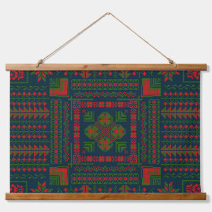 Palestinian Embroidery Tatreez red green 5 Pattern Hanging Tapestry