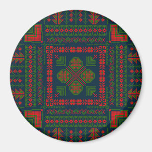 Palestinian Embroidery Tatreez red green 5 Pattern Magnet