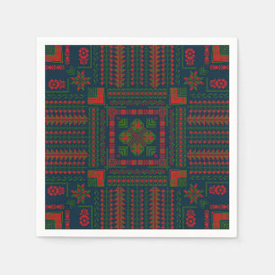 Palestinian Embroidery Tatreez red green 5 Pattern Napkin