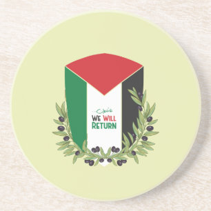 Palestinian Flag and Olive Branches Coaster