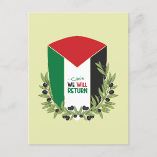 Palestinian Flag and Olive Branches Holiday Postcard