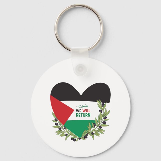 Palestinian Flag and Olive Branches Keychain (Front)