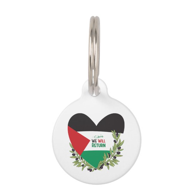 Palestinian Flag and Olive Branches Pet Tag (Front)