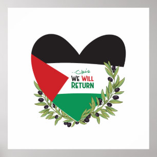 Palestinian Flag and Olive Branches Poster