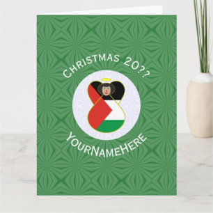 Palestinian Flag Angel Christmas Personalized Card