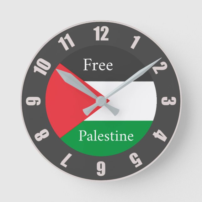 Palestinian flag customized Free Palestine Round Clock (Front)