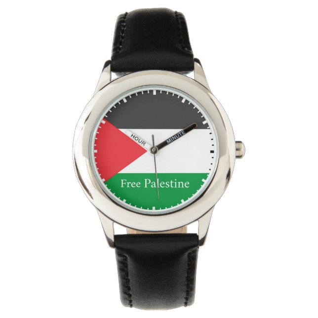 Palestinian flag Free Palestine Round C Pocket Wat Watch (Front)