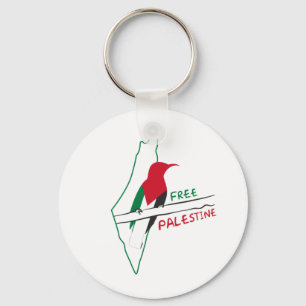 Palestinian flag map bird keychain