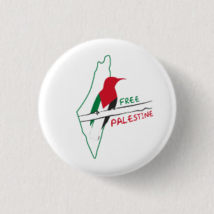 Palestinian flag map bird keychain 1 inch round button