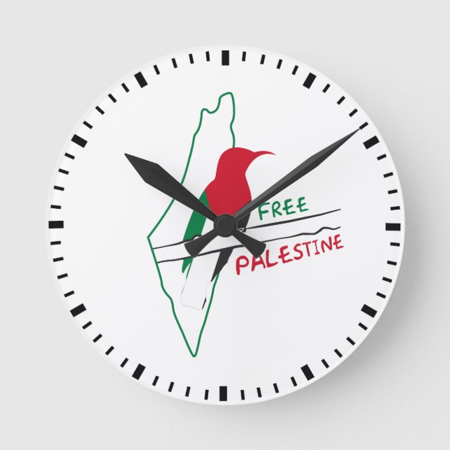 Palestinian flag map bird watch round clock (Front)