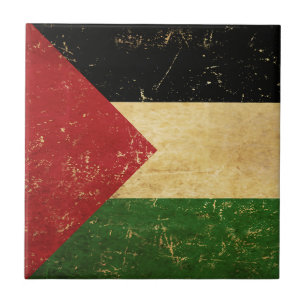 Palestinian Flag Vintage Ceramic Tile