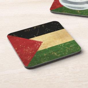 Palestinian Flag Vintage Grunge Coaster