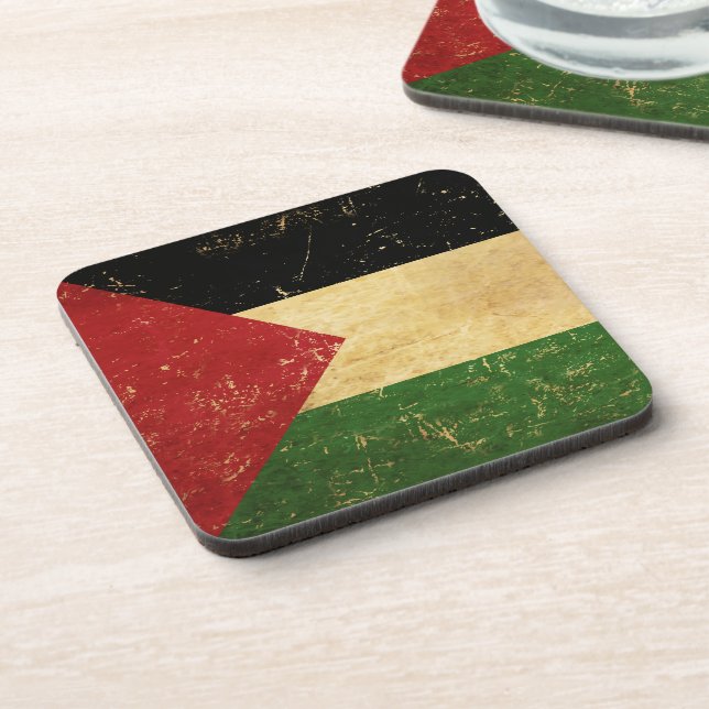 Palestinian Flag Vintage Grunge Coaster (Left Side)