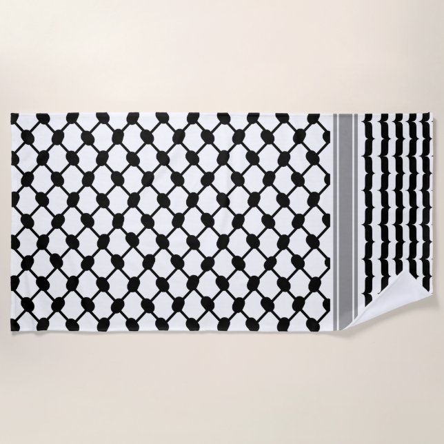Palestinian Hatta Keffiyeh Kufiya Folk (2 Pattern) Beach Towel (Front)