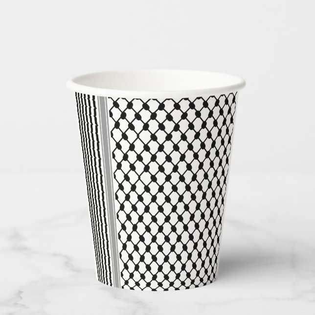 Palestinian Hatta Keffiyeh Kufiya Folk (2 Pattern) Paper Cups (Front)