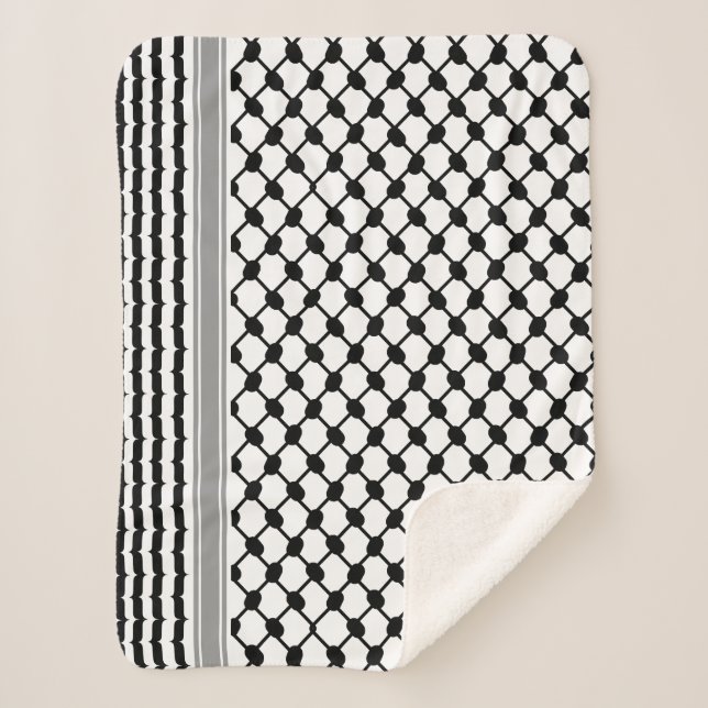 Palestinian Hatta Keffiyeh Kufiya Folk (2 Pattern) Sherpa Blanket (Front)