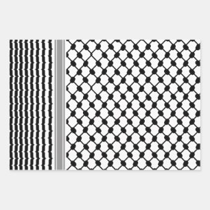 Palestinian Hatta Keffiyeh Kufiya Folk (2 Pattern) Wrapping Paper Sheet