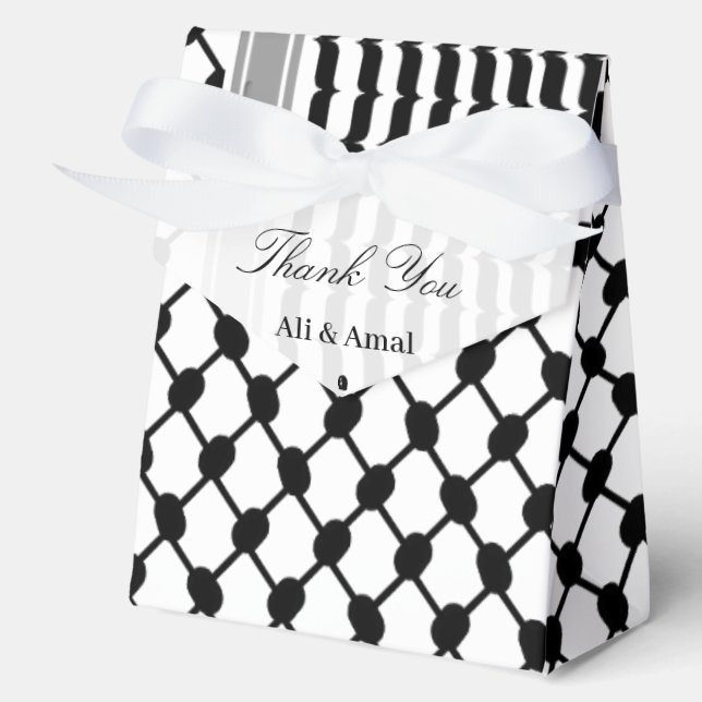 Palestinian Hatta Keffiyeh Thank You Wedding  Favor Box (Front)