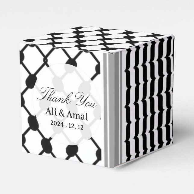 Palestinian Hatta Keffiyeh Thank You Wedding Favou Favor Box (Front Side)