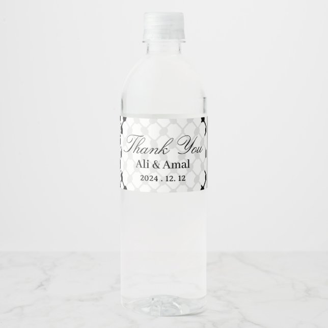 Palestinian Hatta Keffiyeh Thank You Wedding Water Bottle Label (Front)