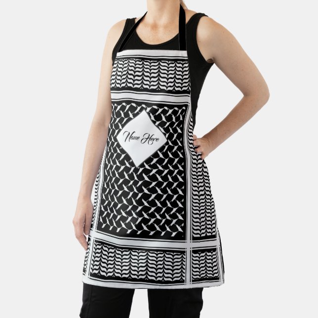 Palestinian Joranian kuffiya black & white shemag Apron (Insitu)
