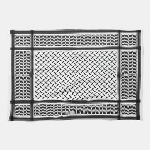 Palestinian Joranian kuffiya black & white shemag  Kitchen Towel