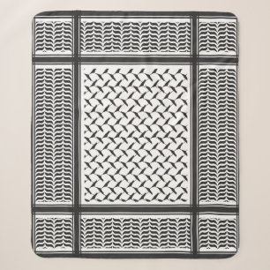 Palestinian Joranian kuffiya black & white shemagh Sherpa Blanket