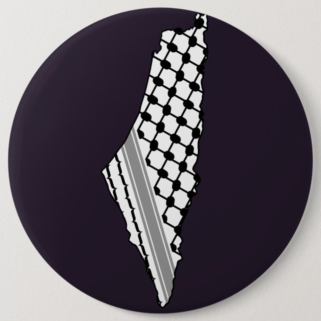 Palestinian keffiyeh, free map of Palestine Kufiya 6 Inch Round Button (Front)