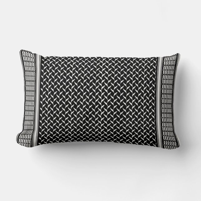 Palestinian Keffiyeh Lumbar Pillow (Front)