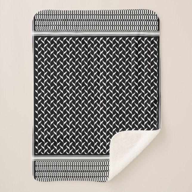 Palestinian Keffiyeh Sherpa Blanket (Front)