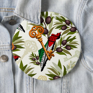 Palestinian Key Symbol of the Right of Return 6 Inch Round Button